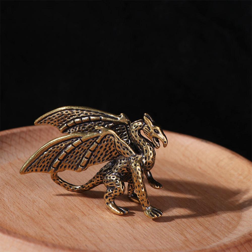 Retro Pterosaur Dragon Small Statue Brass Animal Model Miniature Sculpture  Bedroom