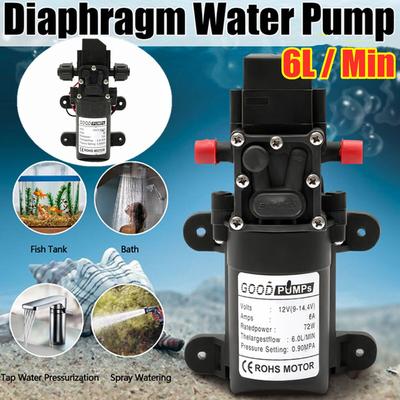 Water Pump 12V 72W 130PSI 6L/Min Stable High Pressure Diaphragm Water Pump Pressure Protection Water Sprayer for Caravan Boat