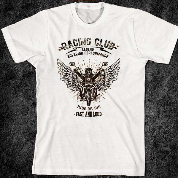 Biker T-Shirt Sports Car Retro Racing Fast Motorcycle Vintage Rebel Skull Tee S разноцветный