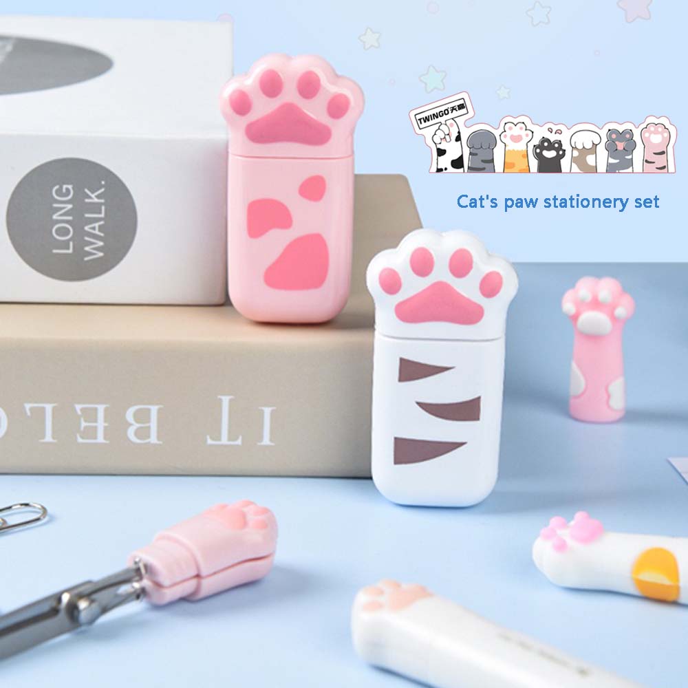 TWINGO Cat's Paw Stationery 5-piece Set Super Value Student Stationery Gift Bag Creative Birthday Gift, Student Gift