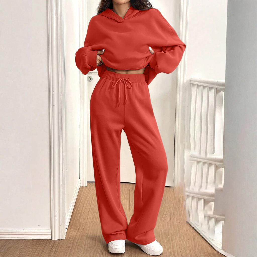 Women's Casual Warm Hooded Sweatshirt And Sweatpants /Winter Sports Set