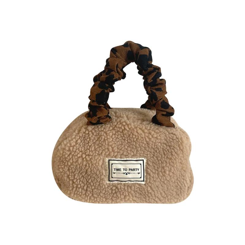 

Маленькие сумки-тоут для женщин, плюшевый кошелек и сумочка, модная сумка с леопардовым принтом, женская сумка, сумки для мам и детей one size кофейный