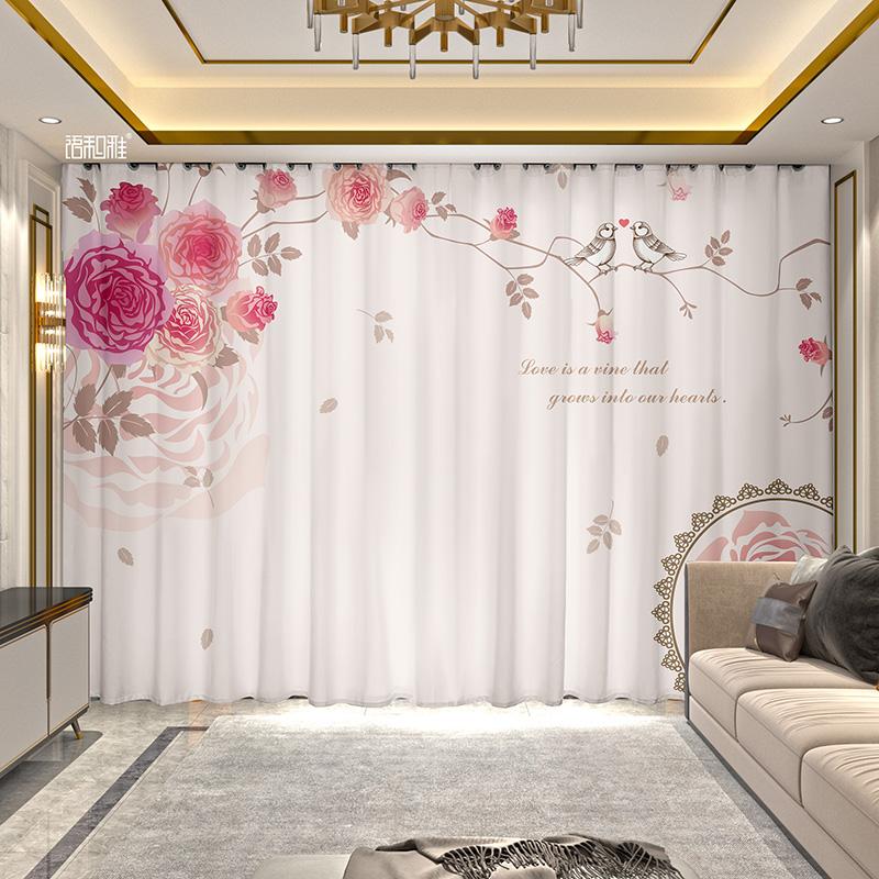 2 Panel Flower Rose Curtains for Girls Bedroom Living Room Floor-to-ceiling Window Kitchen Bathroom Blinds Cortinas Drapes