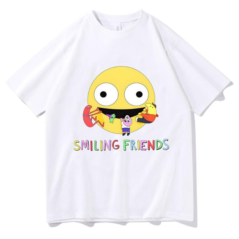Fun Smiling Friend Cartoon Printed Tshirt Summer Cotton Unisexs and Womens Tshirt Highquality Pure Cotton Casual Tshirt