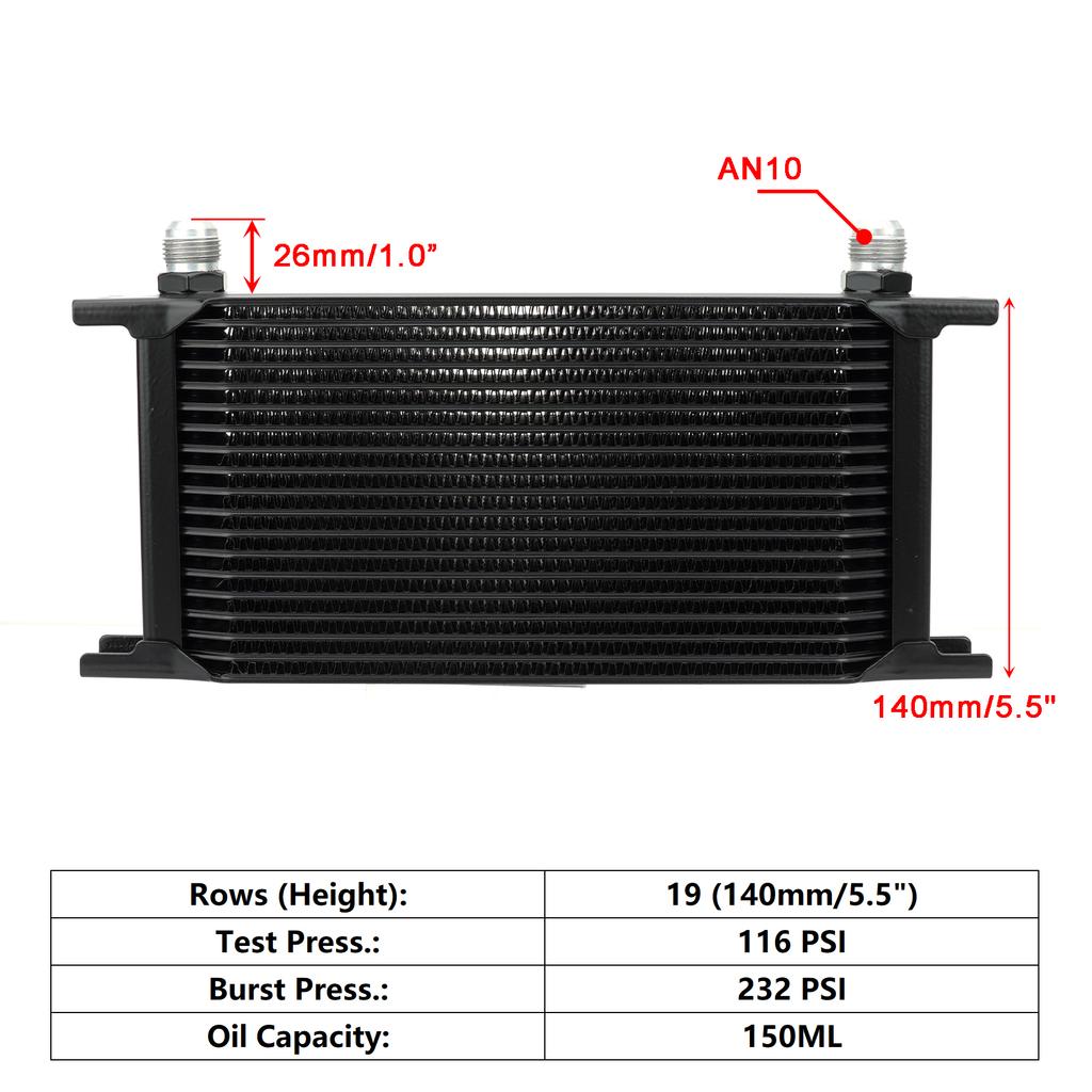 Oil Cooler AN10 Universal British Engine Transmission Oil Cooler Cooling System Aluminum 7/10/13/16/19/25/30 Rows Oil Radiator