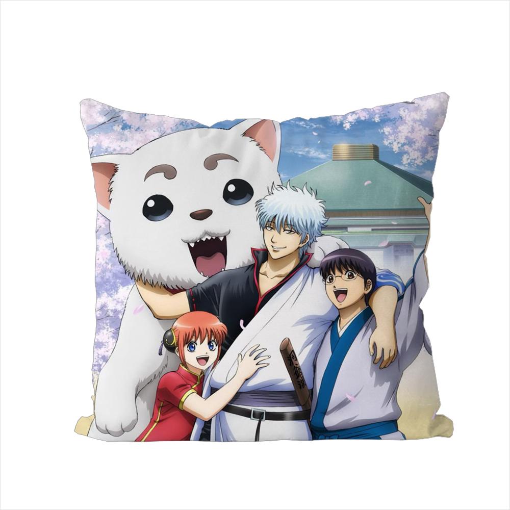 Gintama Animationskissenbezug für Auto Sofa Dekoration Zuhause Zweiseitiger Druck Plüsch Quadratisch Wurfkissen Kissenbezug