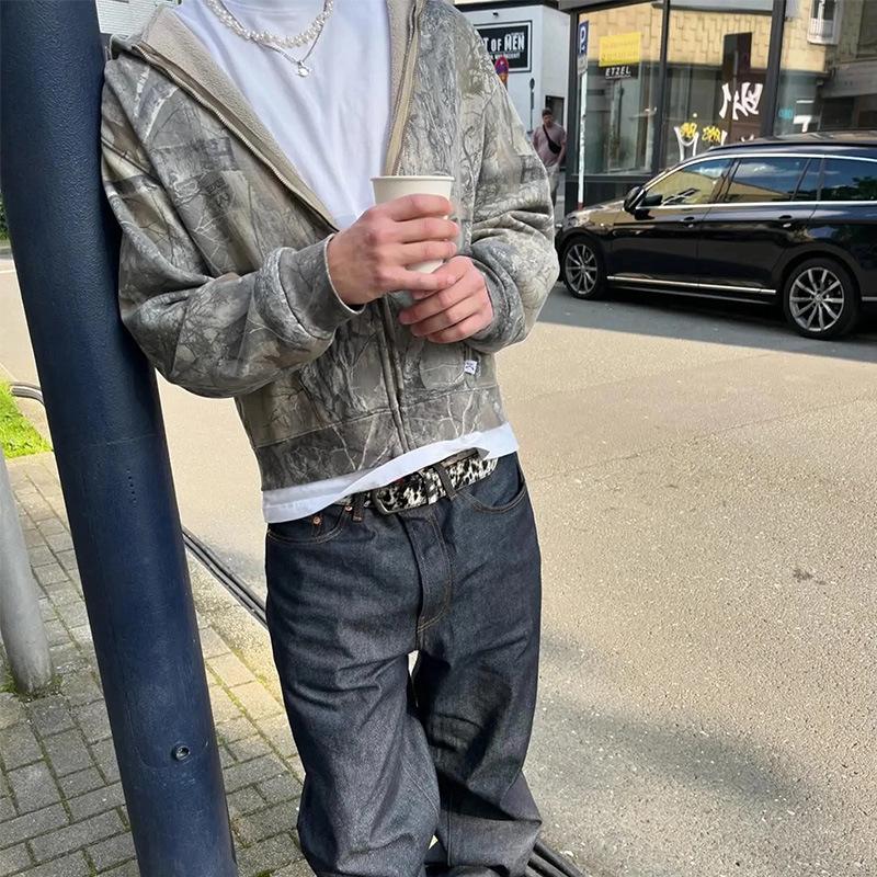 Cross American Leaf Camo Retro Zip-Up Street Hoodie