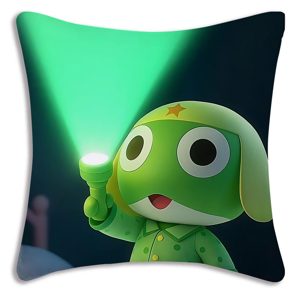 Hot Gunsous K-Keroro frog Pillow Covers Cartoon Sofa Decorative Home Double-sided Printing Short Plush Cute Cushion Cover