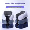 Cartoon Gray U-Shaped Memory Foam Neck Pillow for Cervical Spine Support, Washable Cover, Perfect for Travel