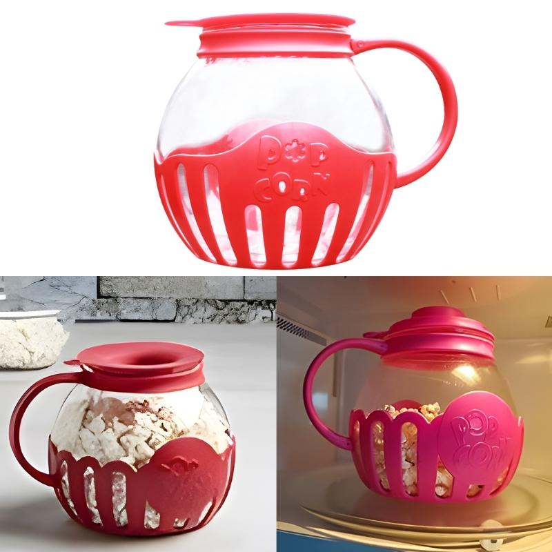 Einfach zu bedienender Glas-Popcornbereiter Popcornmaschine Geeignet für Mikrowellen Geräumiges Design für Familienspaß und Unterhaltung