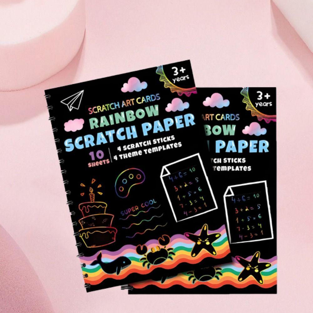 Smooth Color Drawing Paper Colorful Glitzy Paper Note Creative Rainbow Scratch Book  Kids Gift