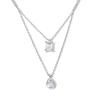 Yhpup Classic Stainless Steel Bling Cubic Zirconia Water Drop Double Layer Stacking Korean Necklace Pendant Chic Popular Jewelry