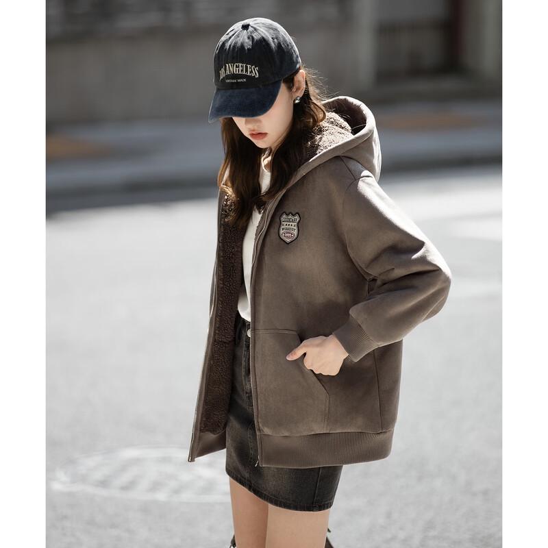 

TonLion Women s Hooded Faux Shearling Short Coat M