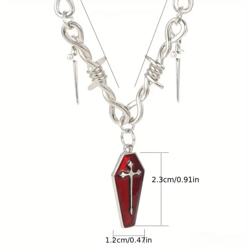 Hip Hop Punk Coffin Cross Sword Thorn Necklace, Retro Fashion Accessory, Ideal Holiday Gift for Christmas Halloween New Year