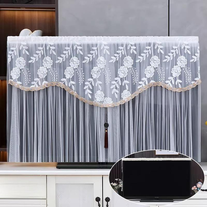 1pcs European Style Lace TV Cover Brand Universal Liquid Crystal TV Cover Cloth Anti Dust and Sun Protection Home Decoration Fabric Easy To Clean