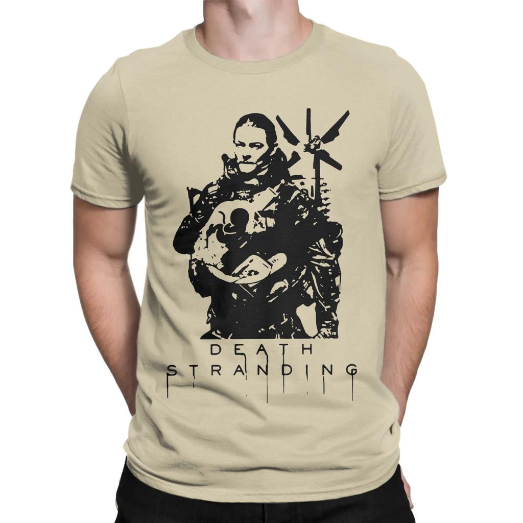 Men Women Black Handsome Death Stranding Game for Fans  T Shirt Pure Cotton Graphic Printing Tee Shirts  Top Clothing