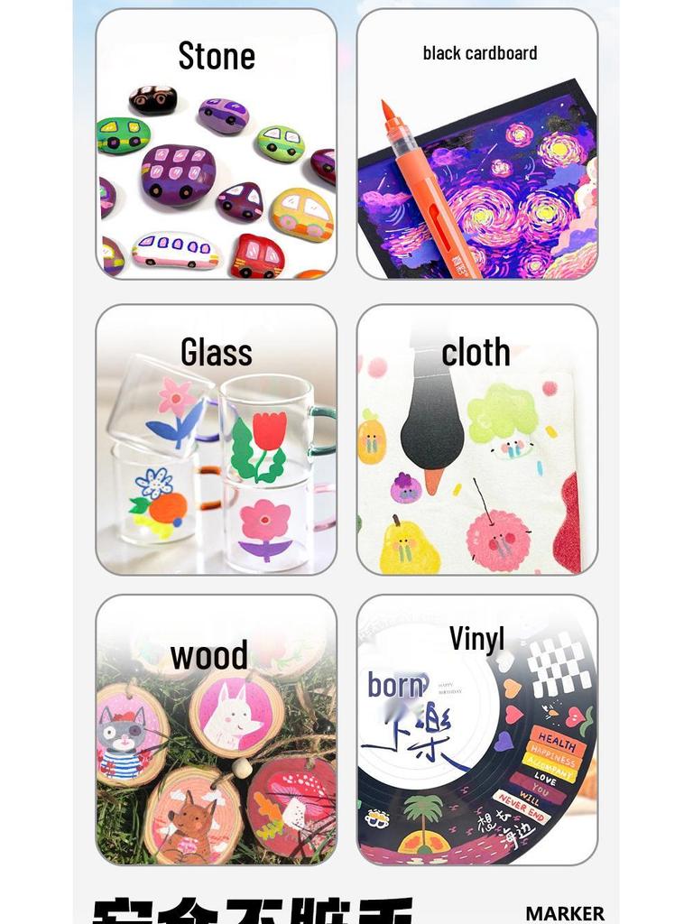 Echter Farbe Weiche Spitze Flüssigmarker: Schichtbarer, Deckender, Waschbarer Acryl-Pinsel für Grundschüler