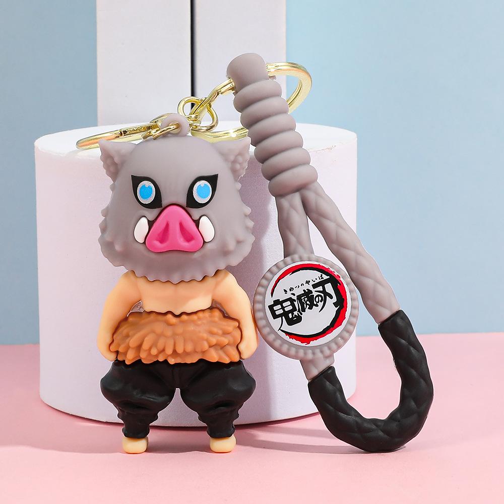 Demon Slayer Kimetsu No Yaiba Keychain Cartoon Anime Cute Kamado Tanjirou Nezuko Figure Keyring Bag Car Key Chain Model Toy Gift