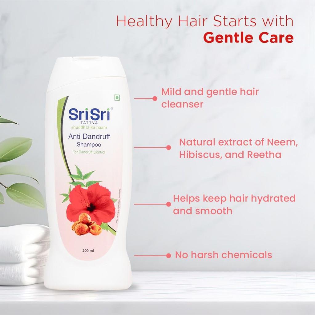 Sri Sri Tattva Anti Dandruff Shampoo 200 Ml X Pack Of 2 | Soothes Scalp & Reduces Flakes for Men and Women