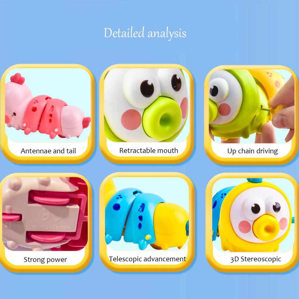 Wind-up Colorful Caterpillar Toy Cartoon Chain Crawling Insect Kids Parent Interactive Play Toy