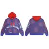 Mens Oversized Washed Cotton Hooded Zip-Up Sweatshirt With Contrast Zipper Patch Pockets