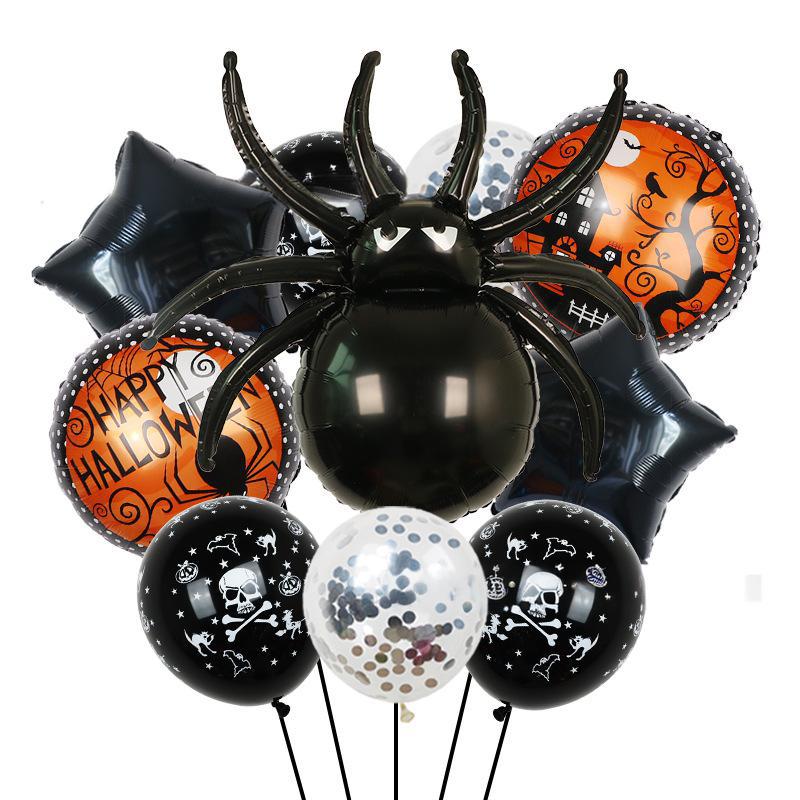 Halloween Pumpkin Cat Skull Ghost Aluminum Film Alien Latex Balloon Set Family Holiday Arrangement Gift