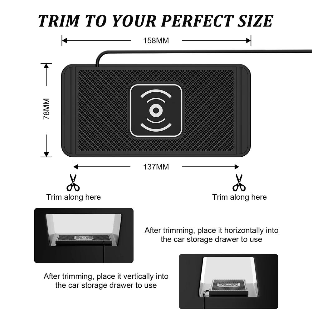 15W Wireless Car Charger Charging Pad Non Slip Qi Fast Charger Car Wireless Phone Charger for Android IPhone