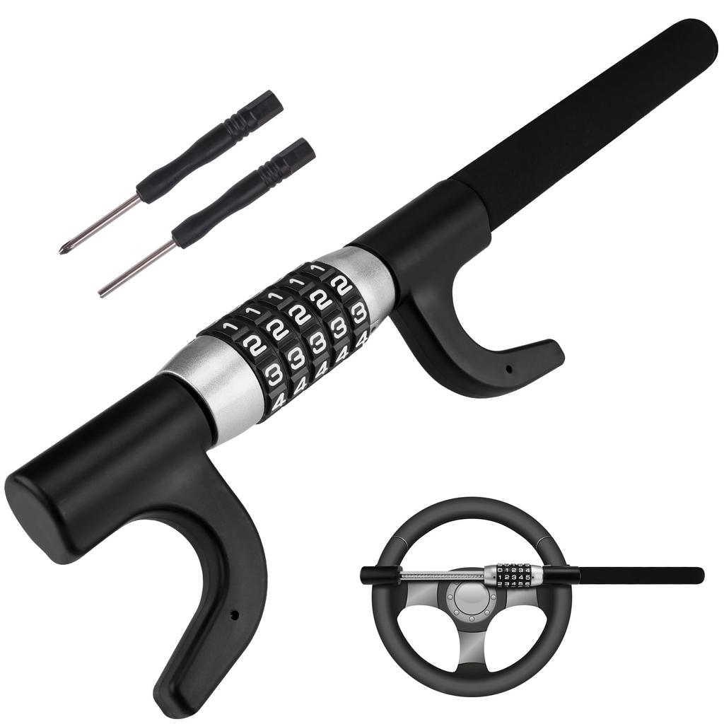 Tevlaphee Steering Wheel Car Theft Prevention Relay Attack Car Security Steering Compatible with a Wide Range of Vehicles Lock, 5-Digit Combination,