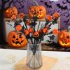 Halloween Scary Decoration Black Pumpkin Stem Bouquet Party Decor Spooky Holiday Atmosphere Floral Arrangement