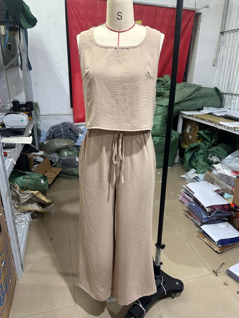 1116 New European and American summer women's clothing fashion women's suit casual vest loose wide-leg pants two-piece set