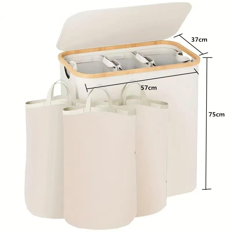 Foldable Japanese Style Laundry Basket with Inner Bag - Super Large Fabric Hamper for Bedroom and Bathroom.