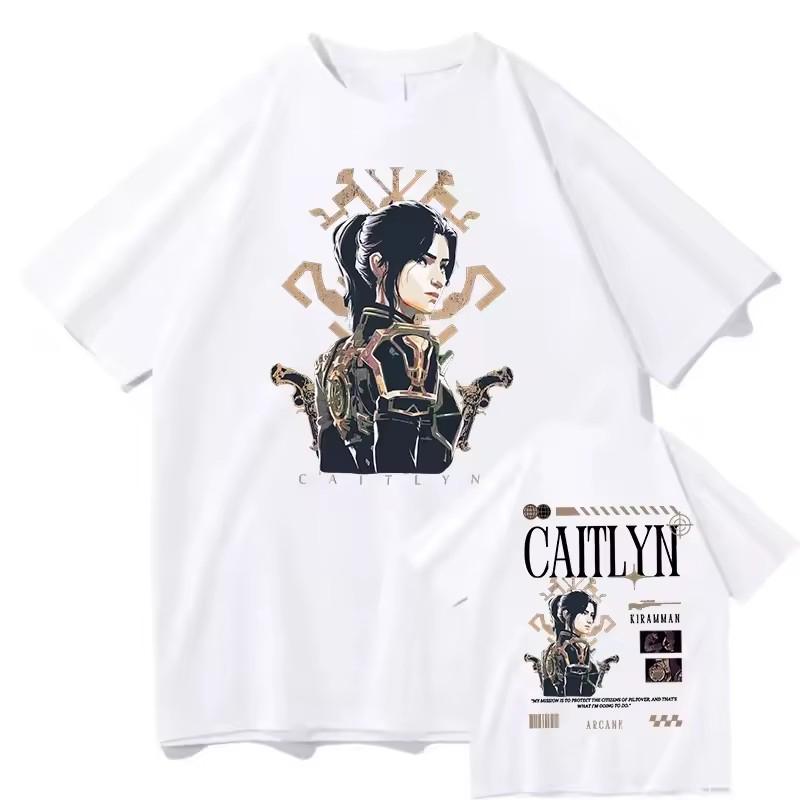 Arcane T shirt Caitlyn Kiramman T-shirts O-Neck Unisex Fashion Fans Short Sleeve Shirts Gift Vintage Streetwear Tops
