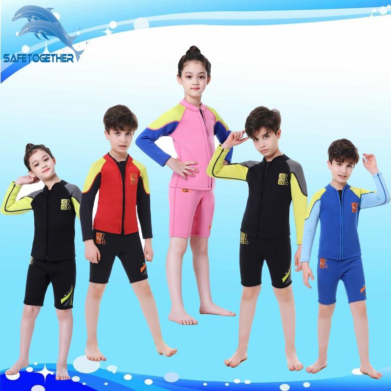 Children's 2.5MM Split Thermal Diving Suit Men Girls Long-sleeved Shorts Surfing Jellyfish R026