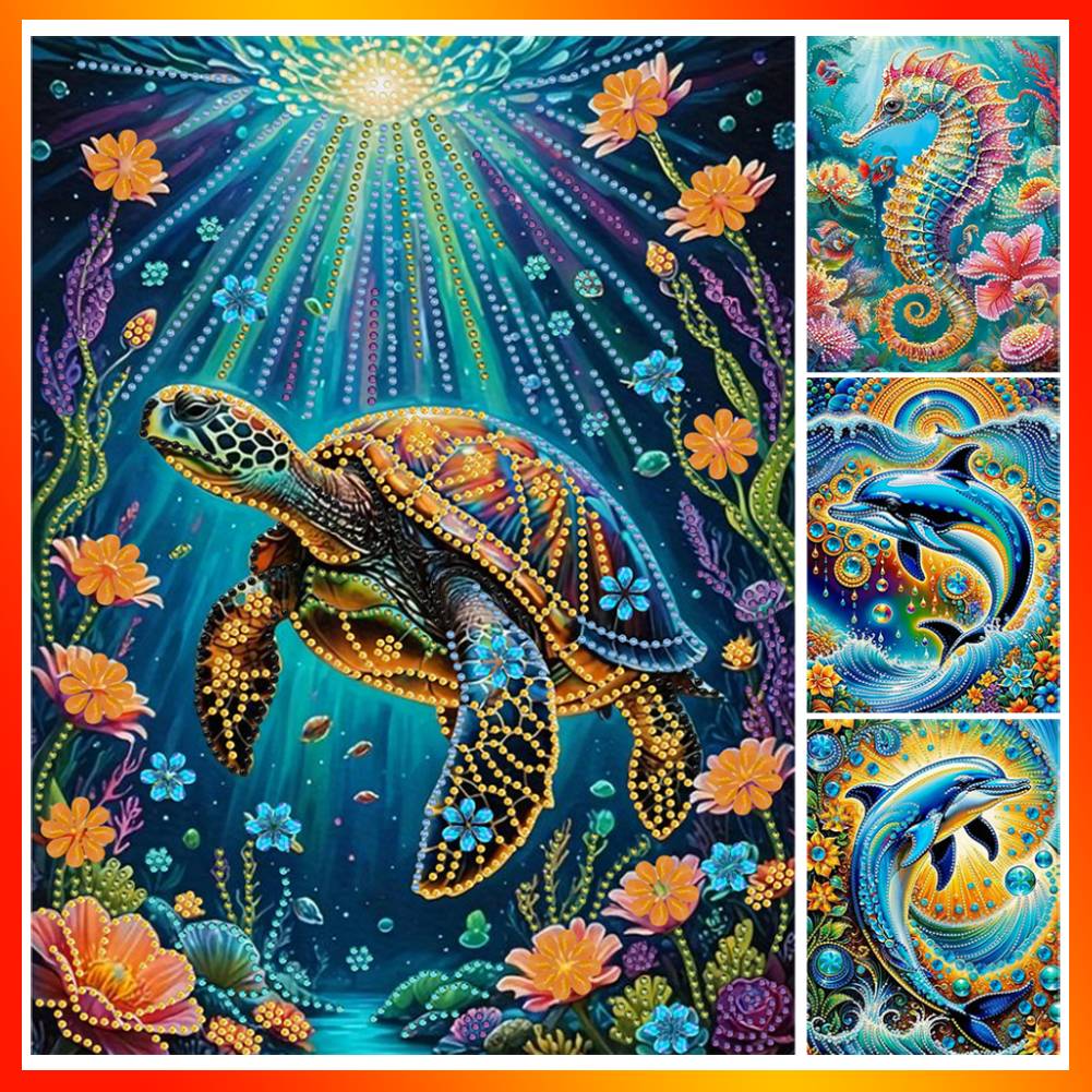 5D DIY Teilweise Speziell Geformter Bohrer Diamantmalerei Set 30 * 40cm Osterdeko Delfine Meeresbewohner Dekor Haus Schlafzimmer Dekor