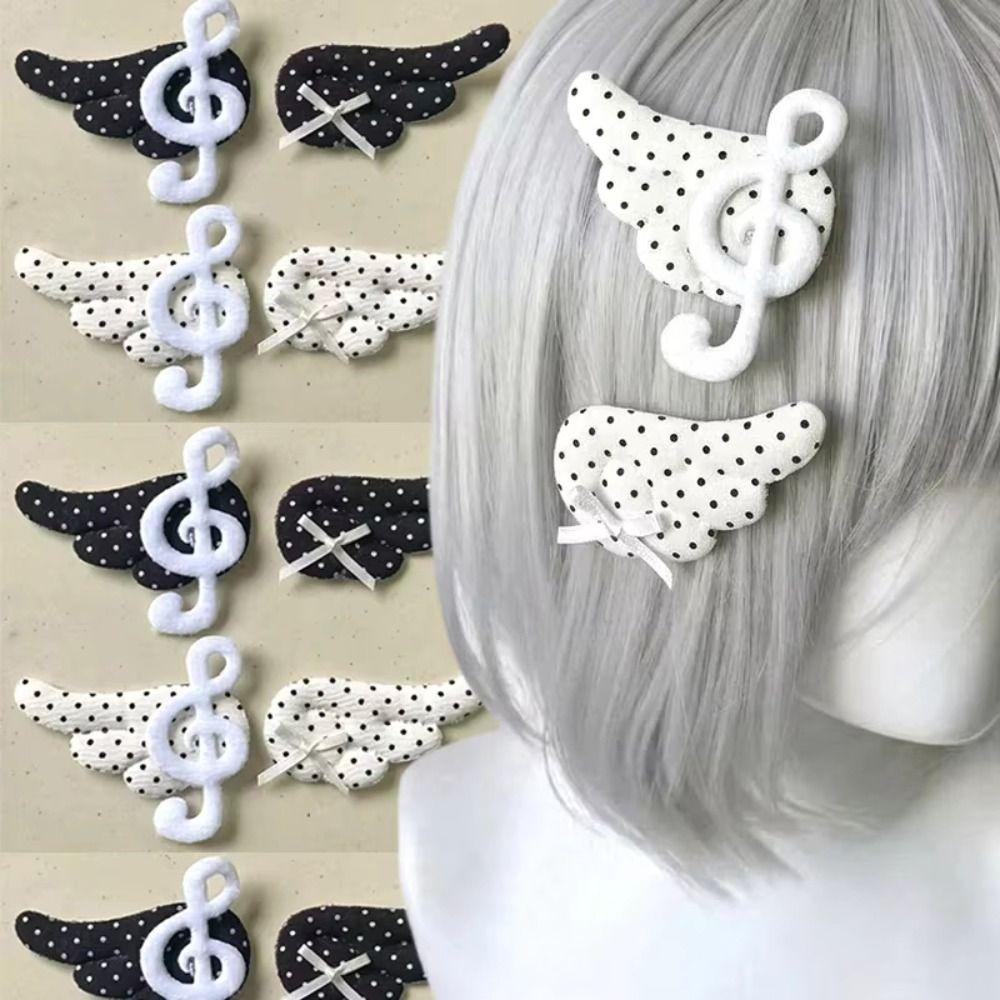 1 Pair Subculture Musical Note Hair Clip Polka Dot Y2K Hair Accessory Casual Wear