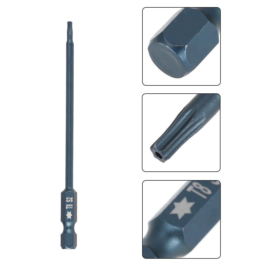 10 Pcs 100mm 14" Hex Shank T8 Magnetic Security Star Head Screwdriver Bits Kit
