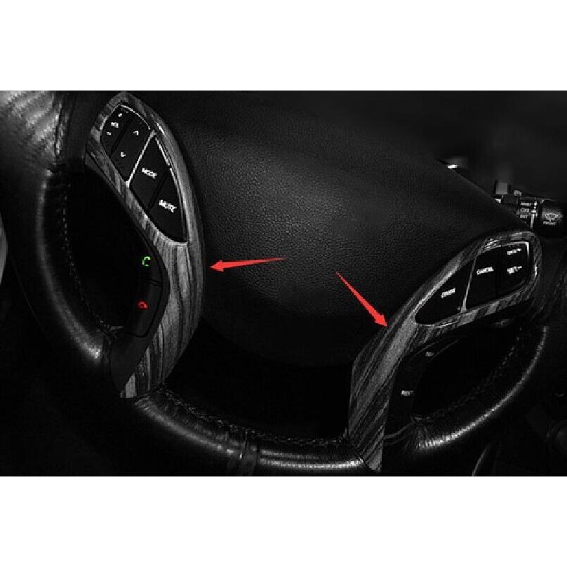 For Hyundai Elantra 2011-2016 Wood Grain Black Steering Wheel Button Frame Trim