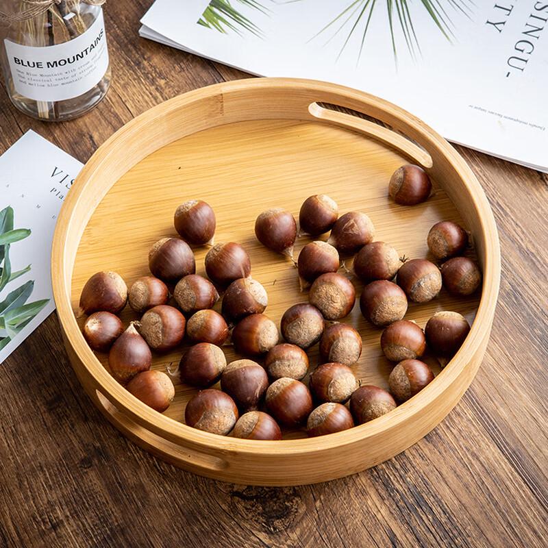 Plateau de service rond en bois de bambou