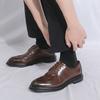 Men Dress Brogues Derbys Formal Business Brown Leather Shoes Black Tuxedo Wedding Shoes Plus Size
