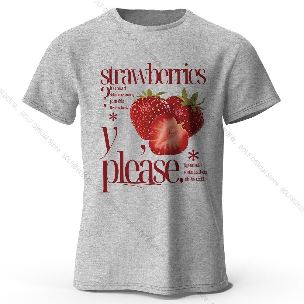 Modernes Erdbeer-Grafik-T-Shirt 100% Baumwolle - Elegantes zeitgenössisches Design Atmungsaktives Alltags-Essential