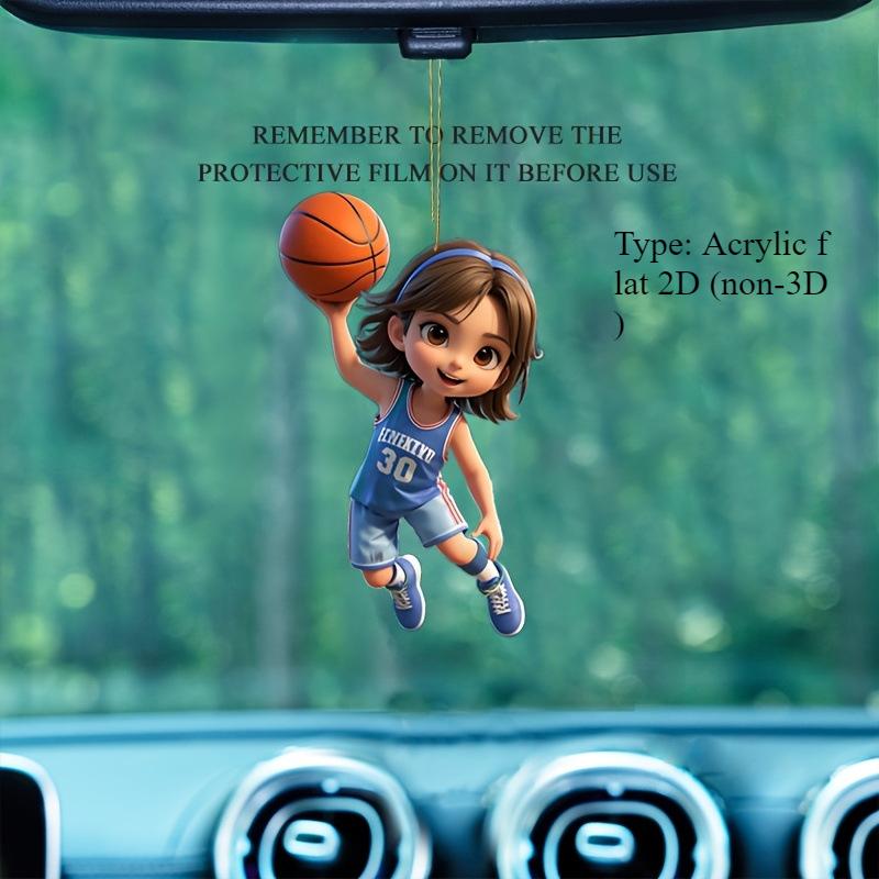 

2D плоский акриловый материал баскетбол красивая женщина автомобиль зеркало заднего вида кулон брелок маленький кулон рюкзак кулон