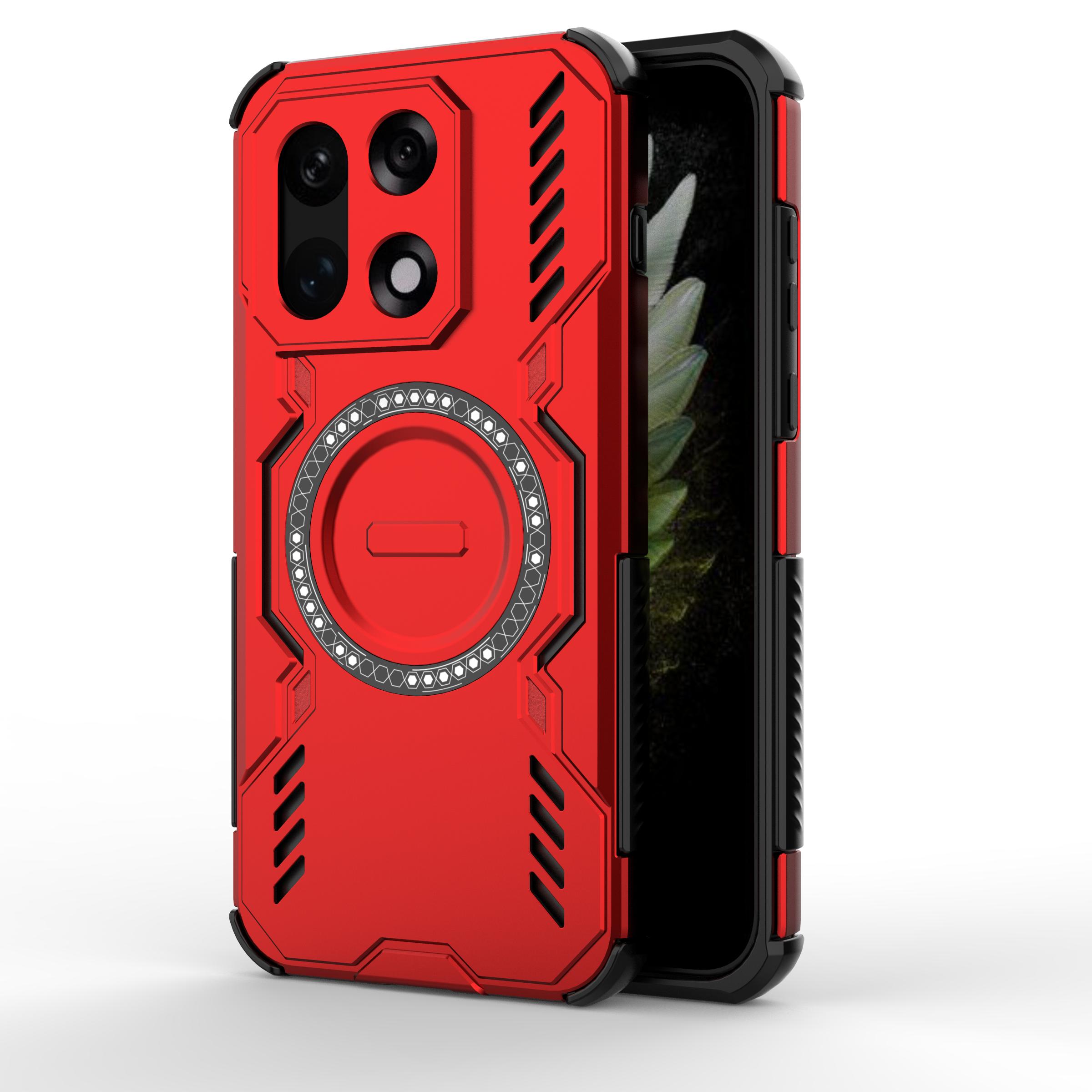 

For OnePlus 15 Mecha Heat Dissipation Four Corners Air Cushion Anti-Drop Powerful Magnetic Non-Charging Phone Case For OnePlus 15