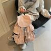 Solid Color Drawsting Backpacks Light Weight Student Schoolbag Korean Ruched Shoulder Bags  Travel