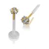 KODY PIERCING 14K Gold BioFlex Lip Labret Piercing Jewel With Starry Cubic Zirconia Head CZ 3mm - Quality Piercing