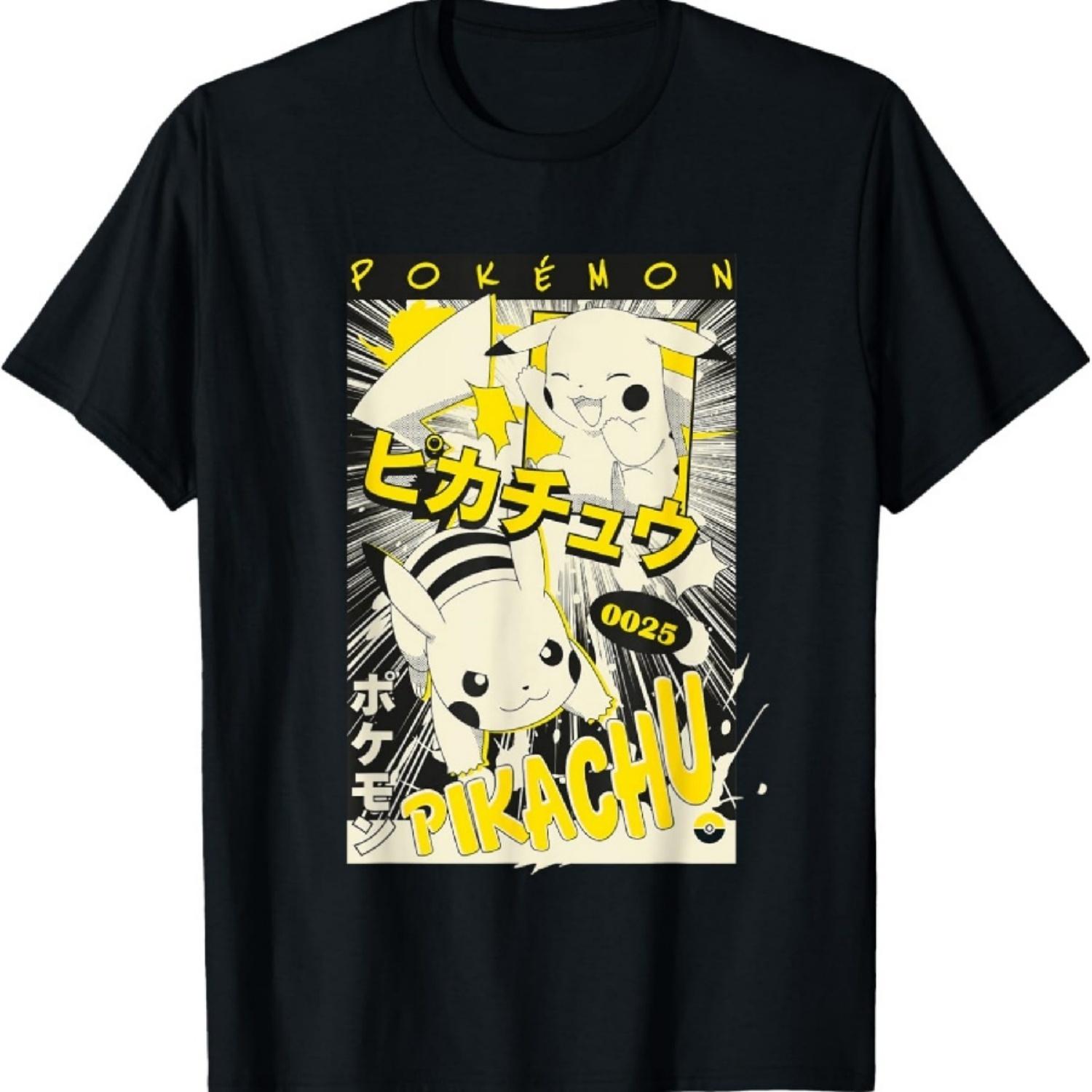 Pokémon Pikachu 0025 Kanji Vintage Manga Page Poster T-Shirt S