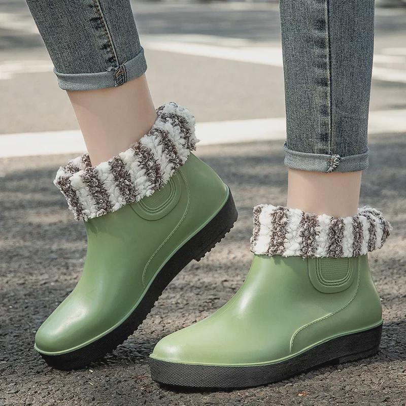 Wasserdichte, rutschfeste, modische Regenstiefel für Damen – kurzes Rohr, dicke Sohle, perfekt für Outdoor-Aktivitäten wie Angeln und Autowaschen