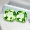 High Quality Natural Green Certified Peridot 14 Ct Square Cut Pair Gemstone