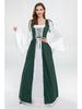 European and American Vintage Medieval Renaissance Square Neck Lace-Up Corset Halloween Costume Dress