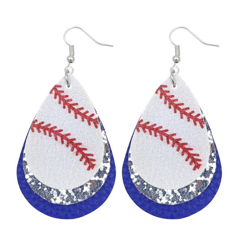 American Sports Baseball Leather Earrings