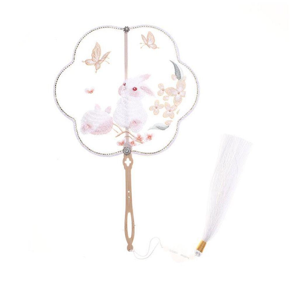 Heimdekoration Mit Quaste Perlenbesatz Stickerei Handfächer Chinesischer Retro-Stil Langer Griff